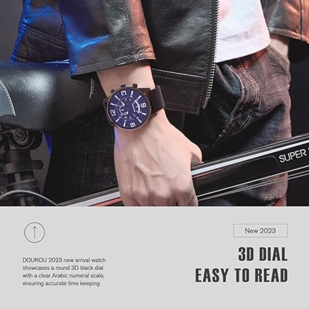 (SOLD ON EBay)  DOUKOU Men's Watch~ Analog- Sapphire Glass- 3D Numeral Dial - Picture 5 of 10